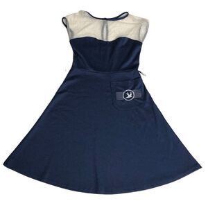 Rock Steady Dress Womens Small Blue Rockabilly Retro Pin Up Swiss Dot Nautical